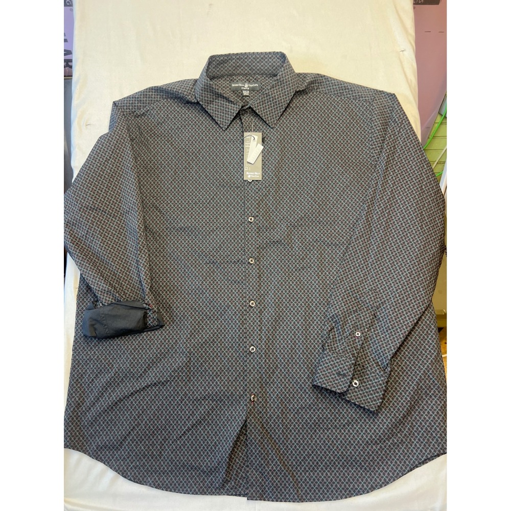 Beverly Hills Polo Club Mens 3XLB Stretch Button Down Shirt Geometric Print NWT